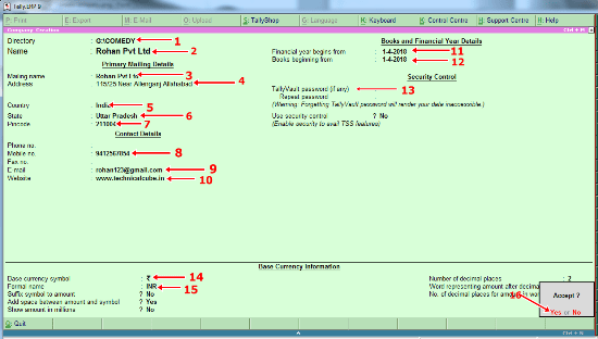 company creation in Tally