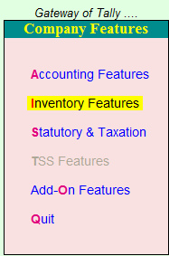 inventory Features