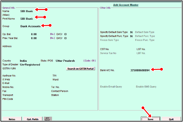 bank account ledger