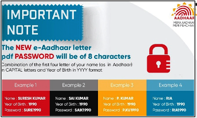 instruction of aadhaar card