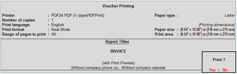 print setting