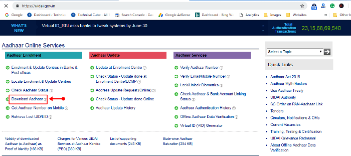 uidai website