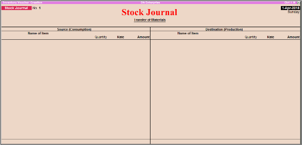 Stock Journal Voucher