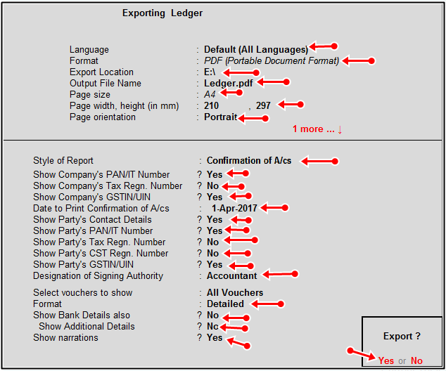 done export details