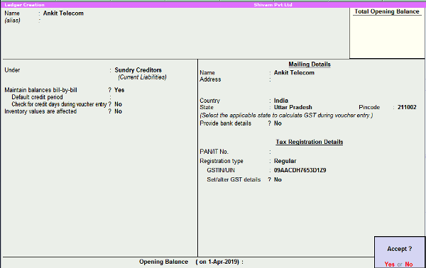 Ankit telecom ledger