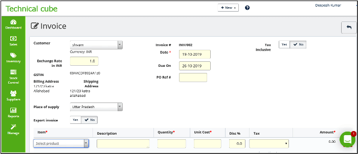 invoice creation