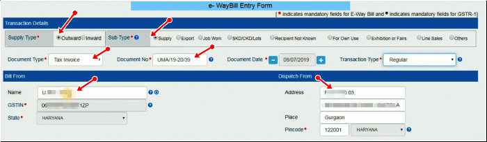 e way bill details