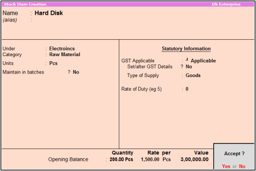 stock item hard disk