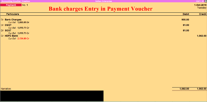 bank charges payment entry