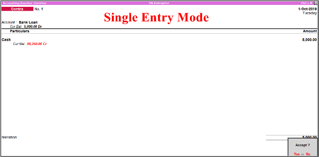 single entry mode