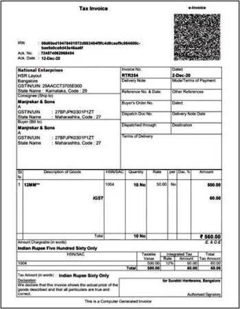 E-Invoice format