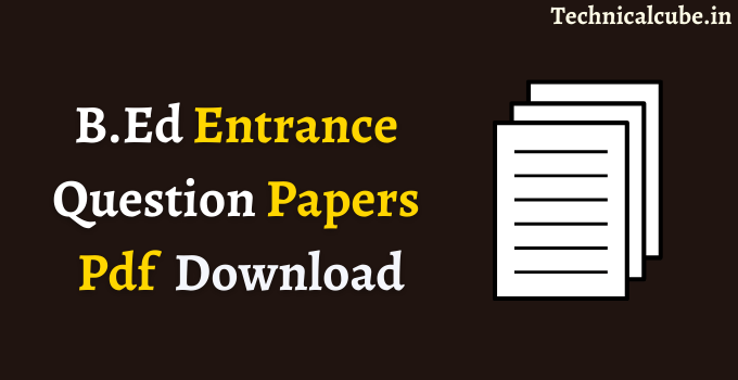 B.Ed Entrance Question Paper Pdf 